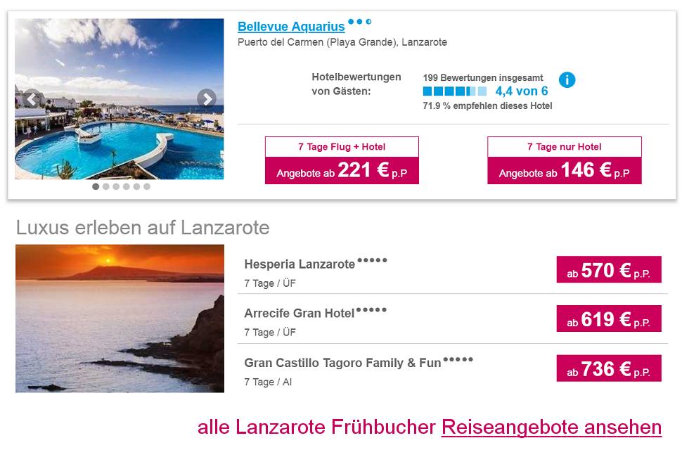 Lanzarote Reisen Frhbucher Angebote 2024 / 2025 Flug & Hotel  ab  252.-