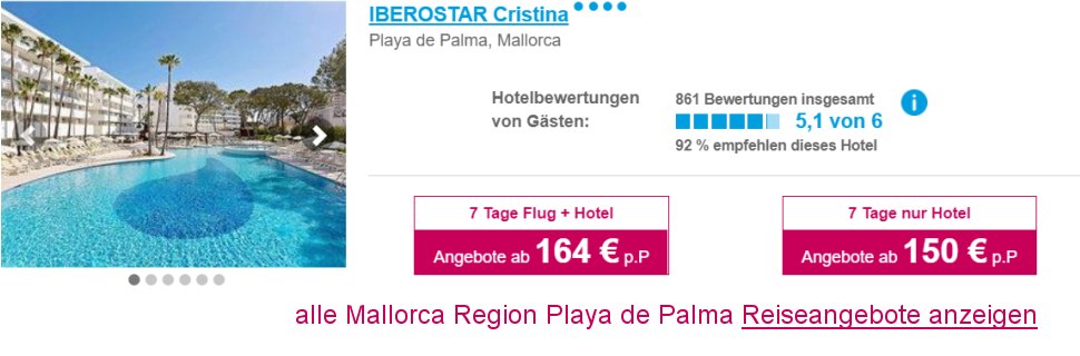 Mallorca Reisen Region-Playa-de-Palma Frühbucher Angebote Flug & Hotel 5-Sterne All-Inclusive oder halbpension  ab € 164.-