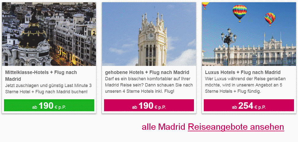 Madrid Urlaub mit Bestpreisgarantie - Städtereisen nach Madrid in Spanien ab 190.- Euro 